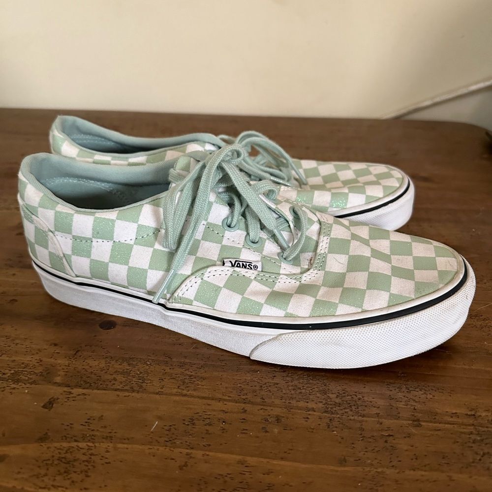 Vans Women's White and Green Trainers,size 8.5